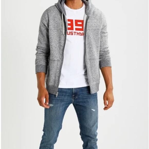 Abercrombie & Fitch Zip Front Hoodie Sweatshirt Marled Grey Size Medium EUC Gray - Picture 1 of 14